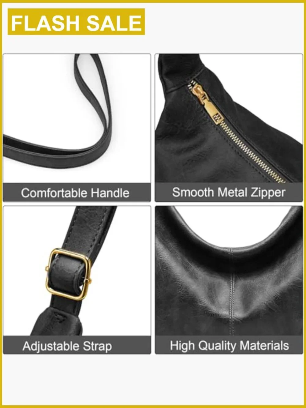 Vegan Leather Hobo Bag Slouchy Tote Crossbody Shoulder Purse